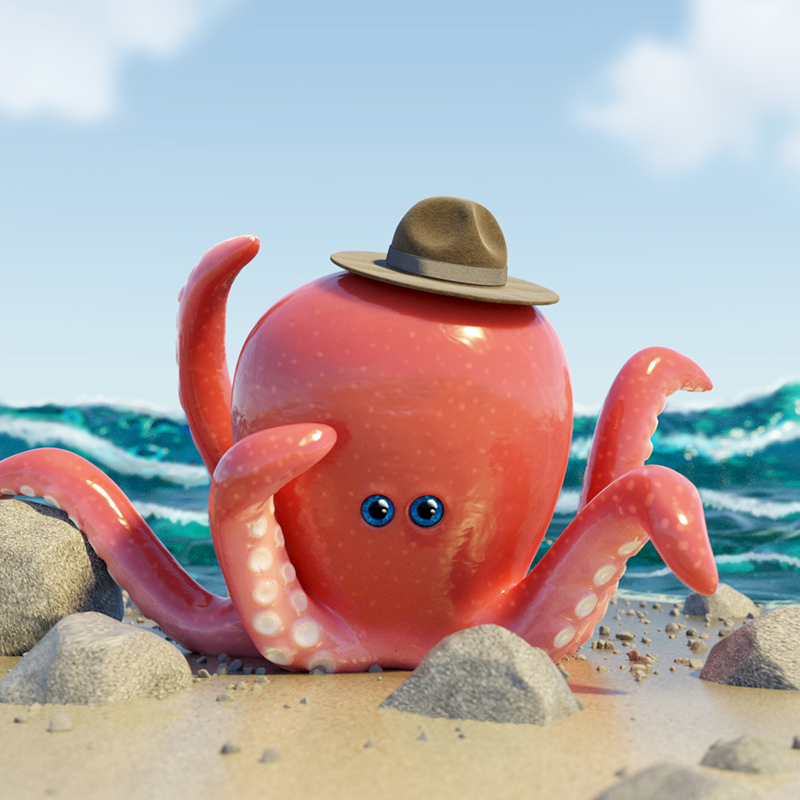 3D octopus art sea